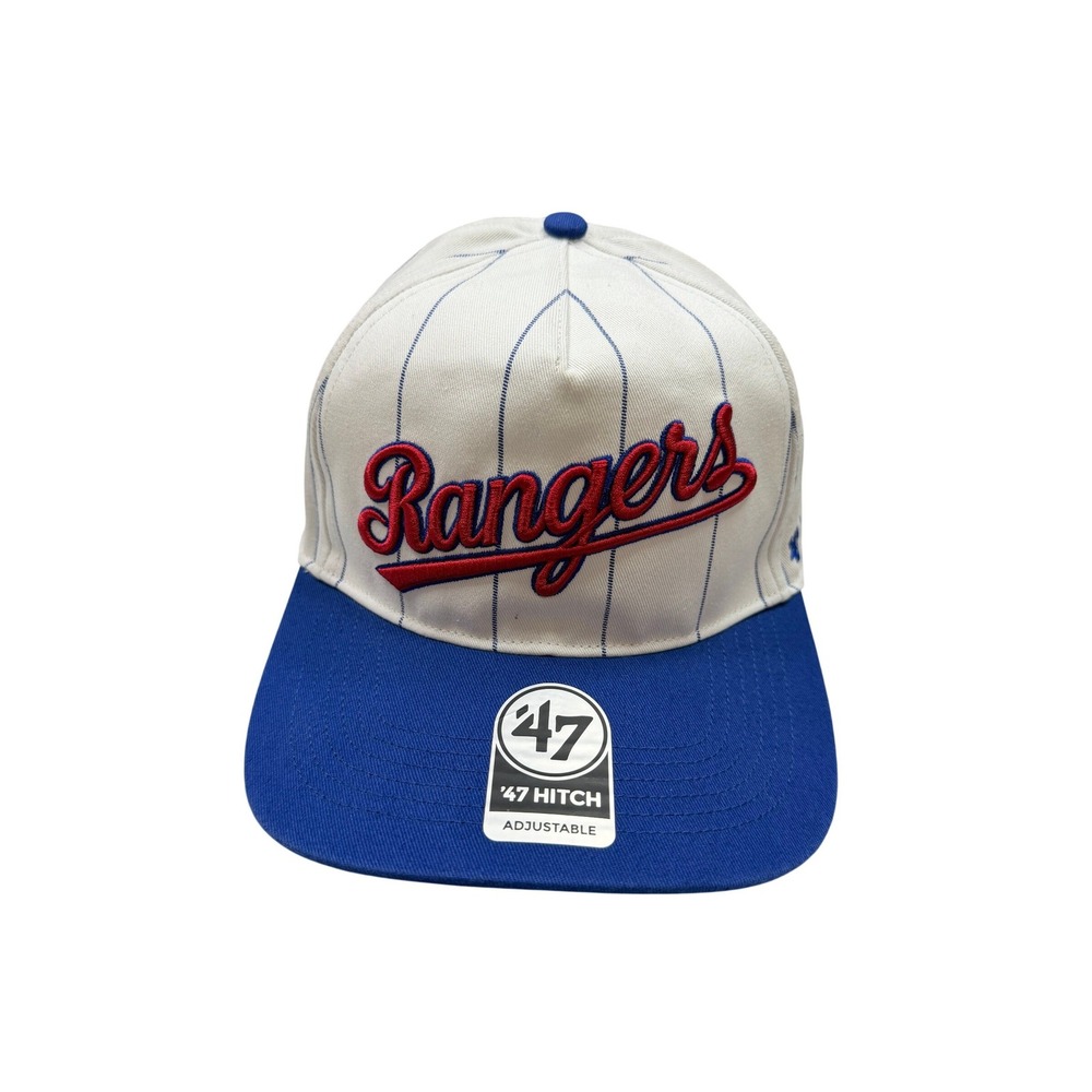 '47 Brand Texas Rangers Hat Mens White Pinstripe Cooperstown Hitch Snapback OSFA